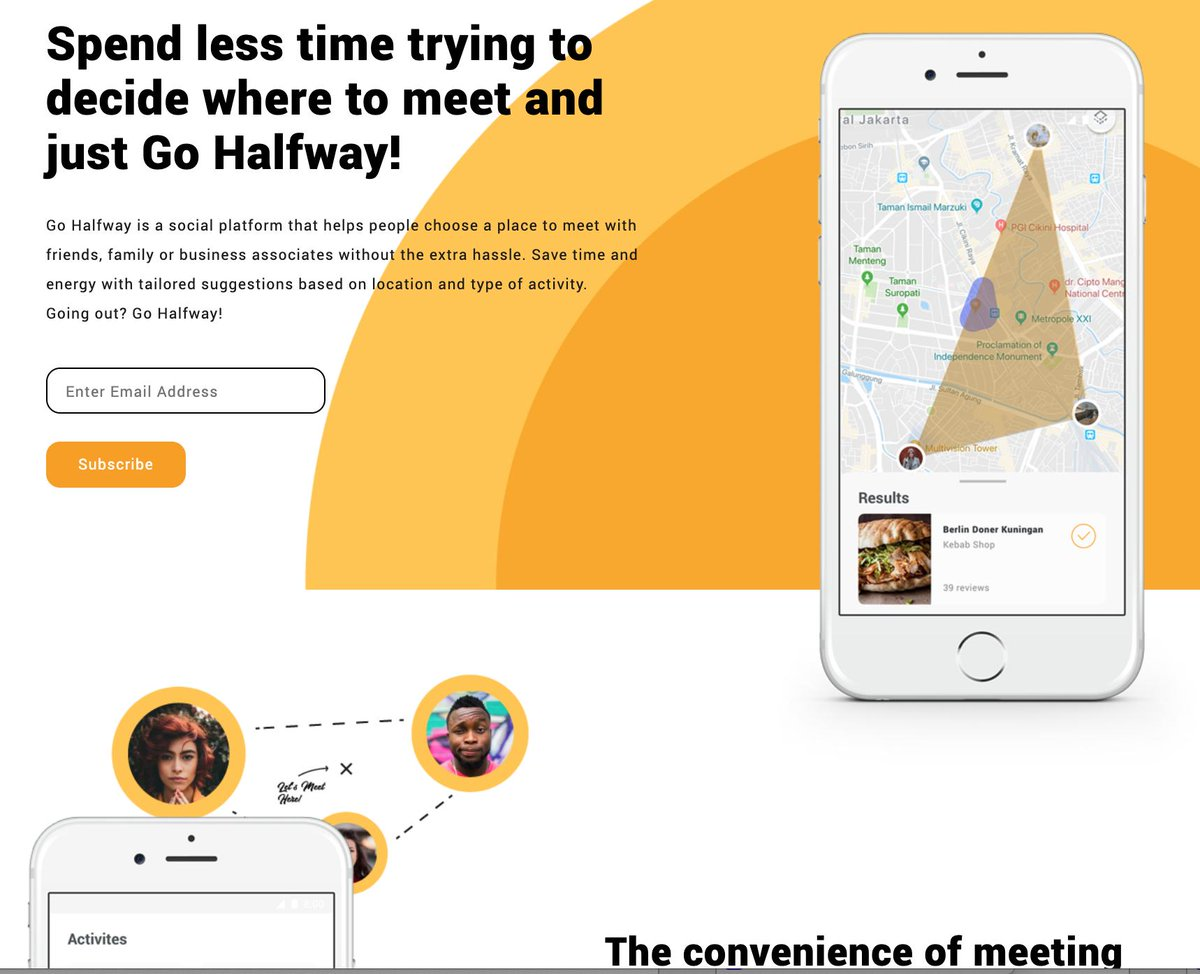 Startup #4: Decide on where to meet up, halfway between everyone
